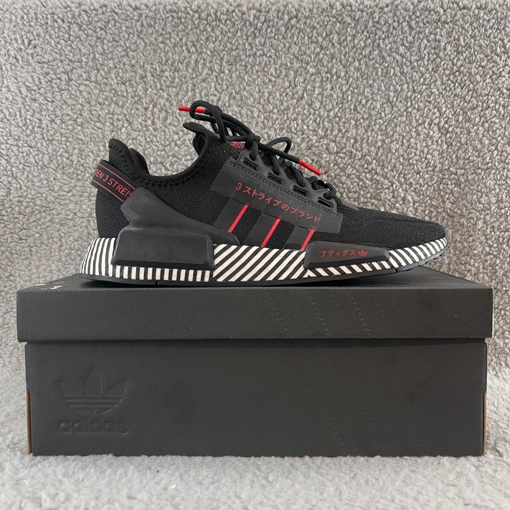 NEW Adidas NMD_R1 V2 Mens Size 9 Black Red Dazzle Pack Tokyo Athletic Shoes